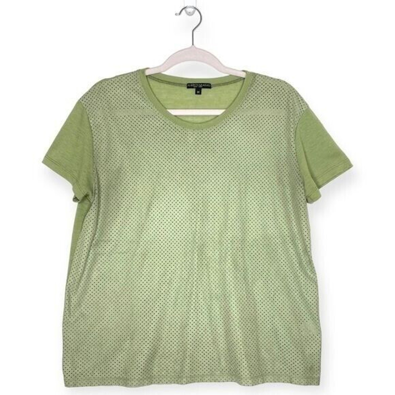 Alberto Makali top sage green linen blend short sleeve cutout women’s designer M