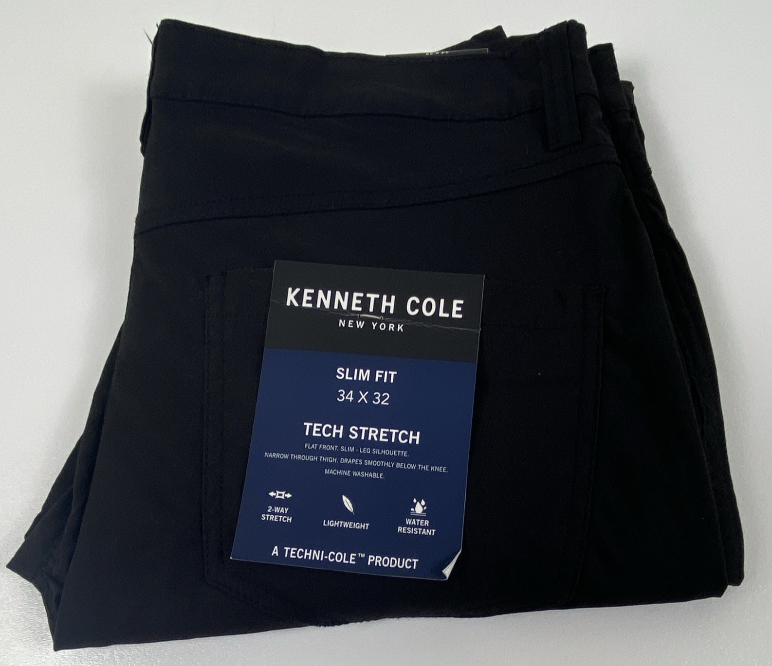 Kenneth Cole New York TECHNI-COLE Slim Fit Lightweight Tech Pants Black 34