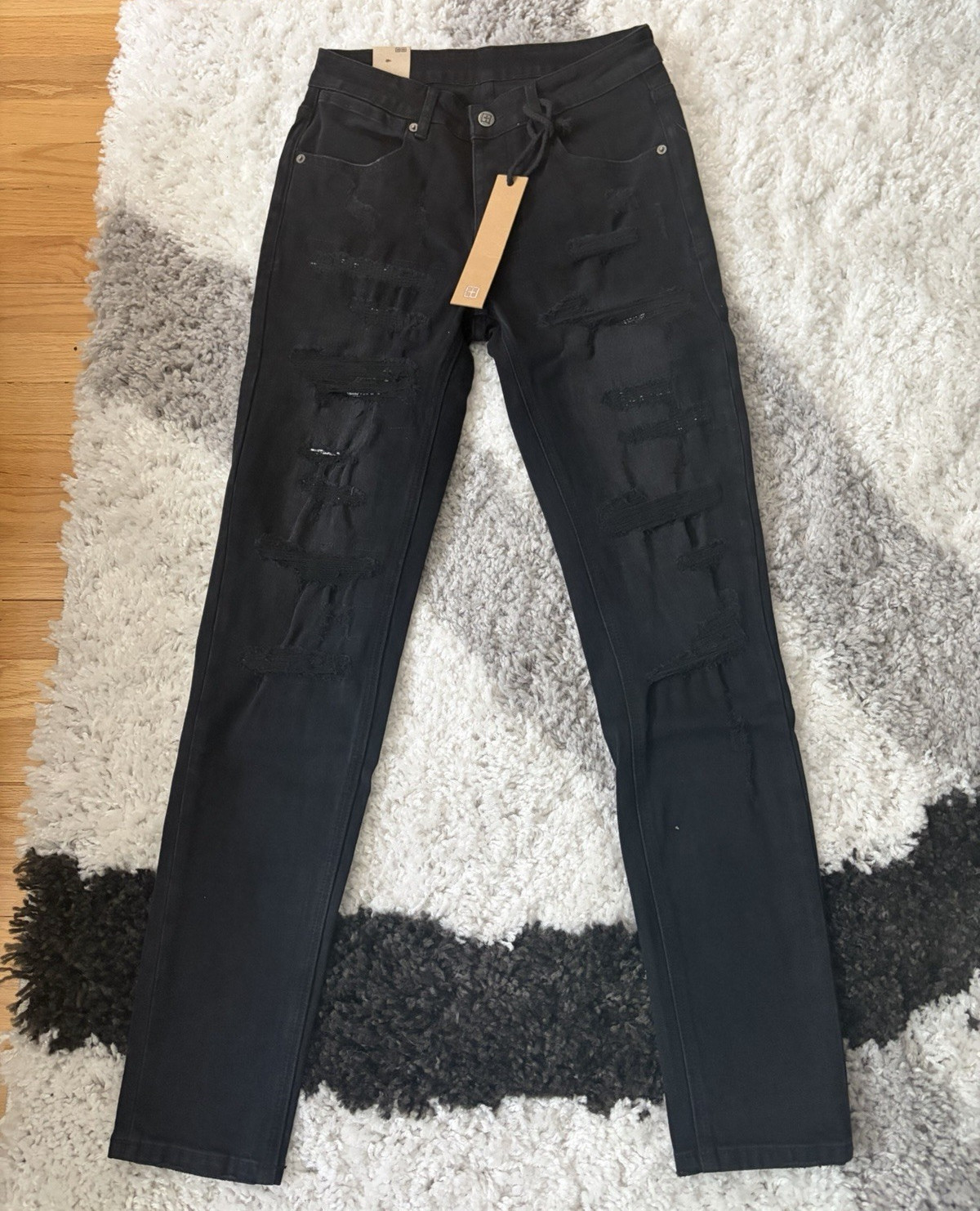 Ksubi Black Skinny Jeans Mid Rise Slim Fit Distressed 5-Pocket