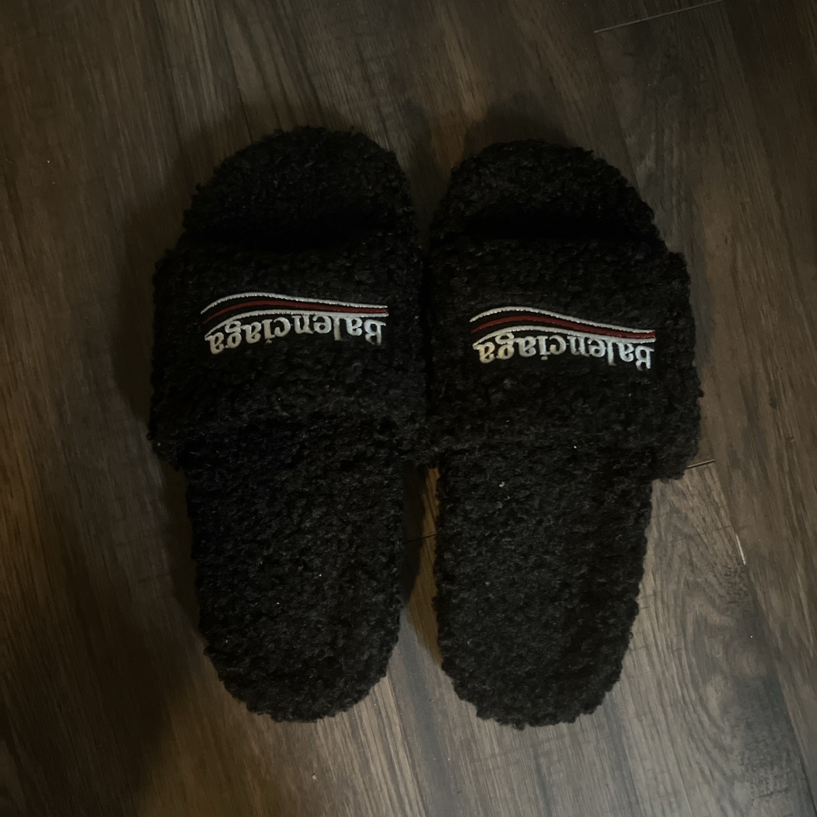 Brand new Black Balenciaga Fur Slides Size 10.5 true to size