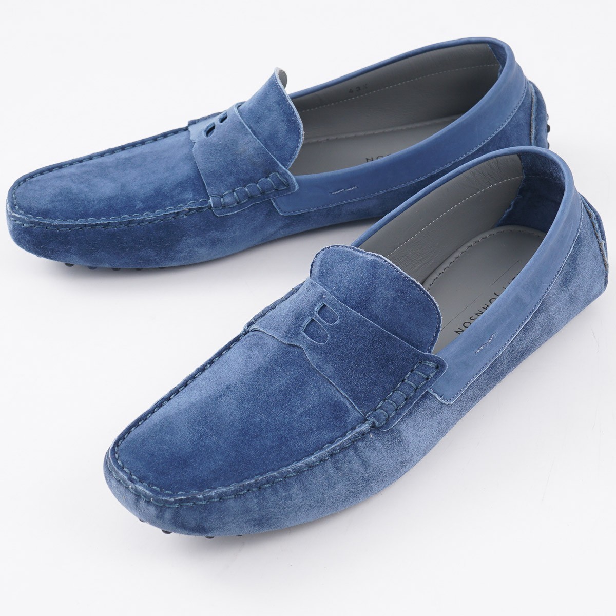 Brett Johnson Slate Blue Calf Suede Driving Moccasins 10.5 (Eu 43.5) Shoes NIB