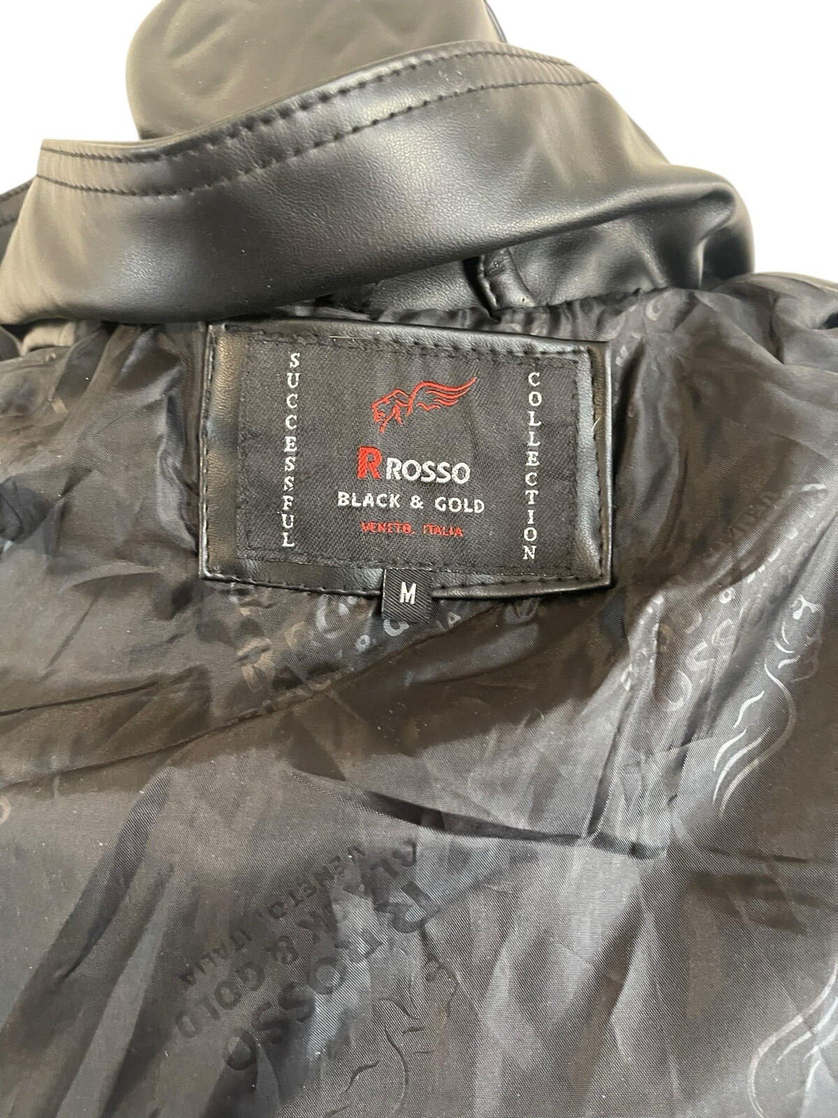 R Rosso Women’s Leather Jacket Size M NWT Black Zip Up