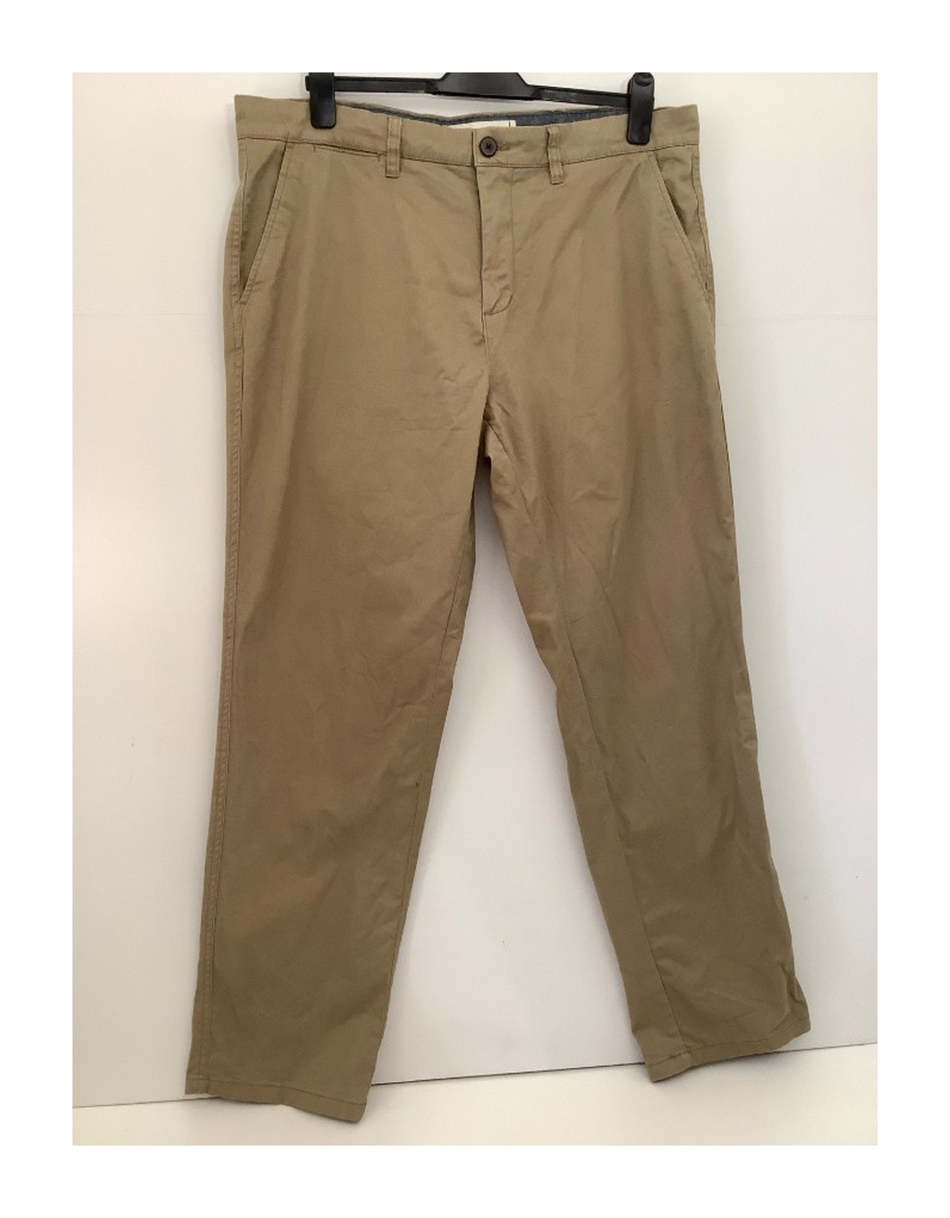 George Khaki Cotton Trousers 36w 32l Regular Leg Sand 97% Cotton 3% Elastane
