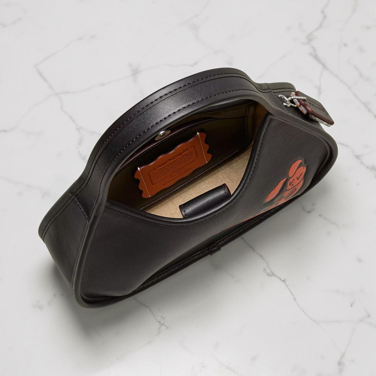 Coach Ergo Bag In Coachtopia Leather With Sleepy Caterpillar in Black CQ827