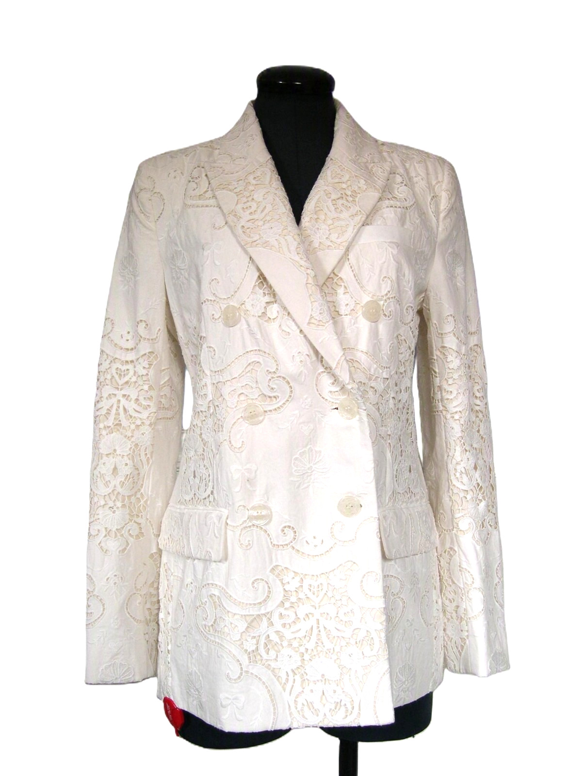 Love Shack Fancy Luara Blazer•NWT• Optic White Eyelet Cotton Double Breasted•6