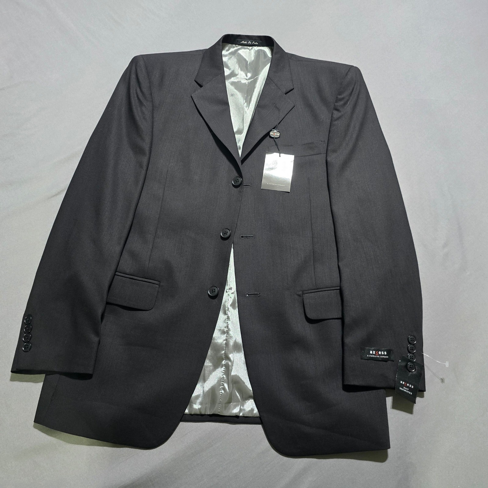 Axcess Suit Jacket Mens 40R Black 100% Worsted Wool 3-Button Blazer NWT