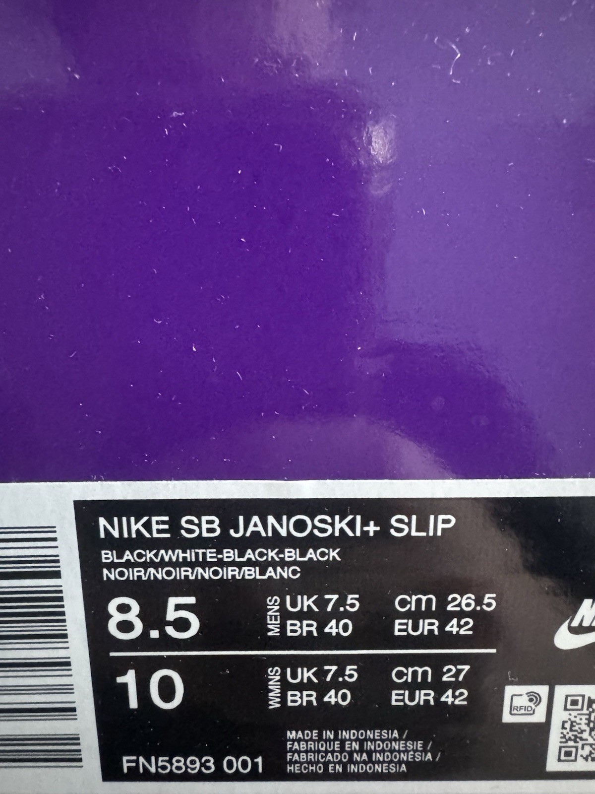 Nike SB Zoom Janoski+ Slip Black White FN5893-001 Size 8.5