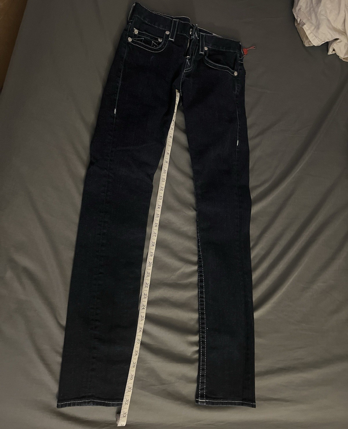 True Religion World Tour Dark Wash Blue Denim Skinny Jeans Size 28×32 (Long Fit)