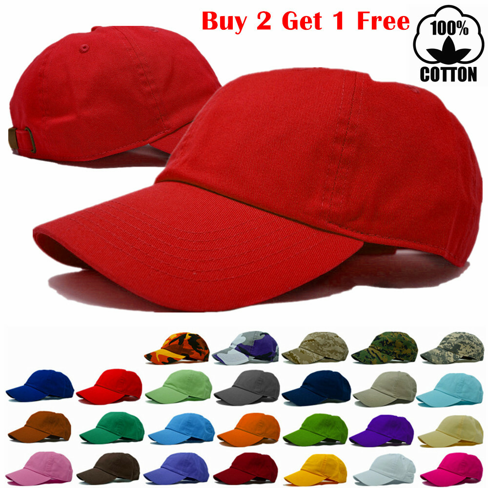 Mens Womens Baseball Caps Hat Washed Adjustable Cotton Plain Solid Dad Ball Cap