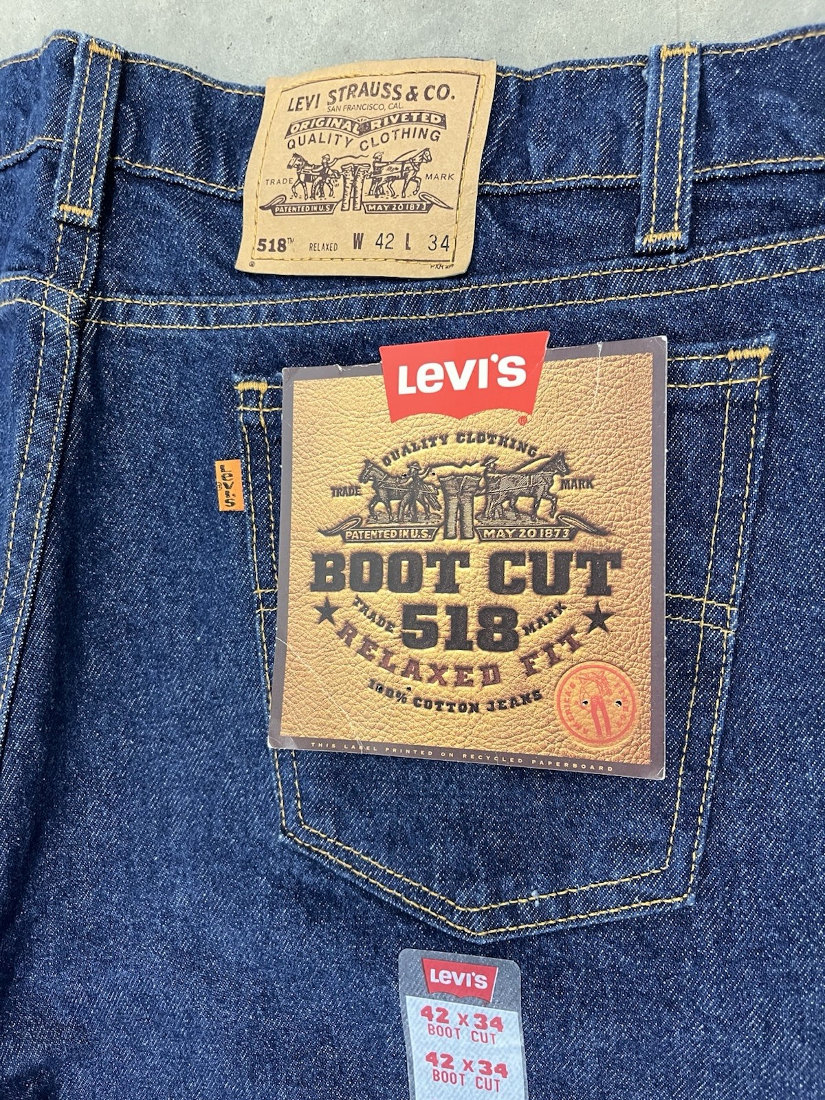 VTG 90s Levi’s 518 Orange Tab Jeans NWT Deadstock 42×34 Relaxed Fit Boot Cut USA