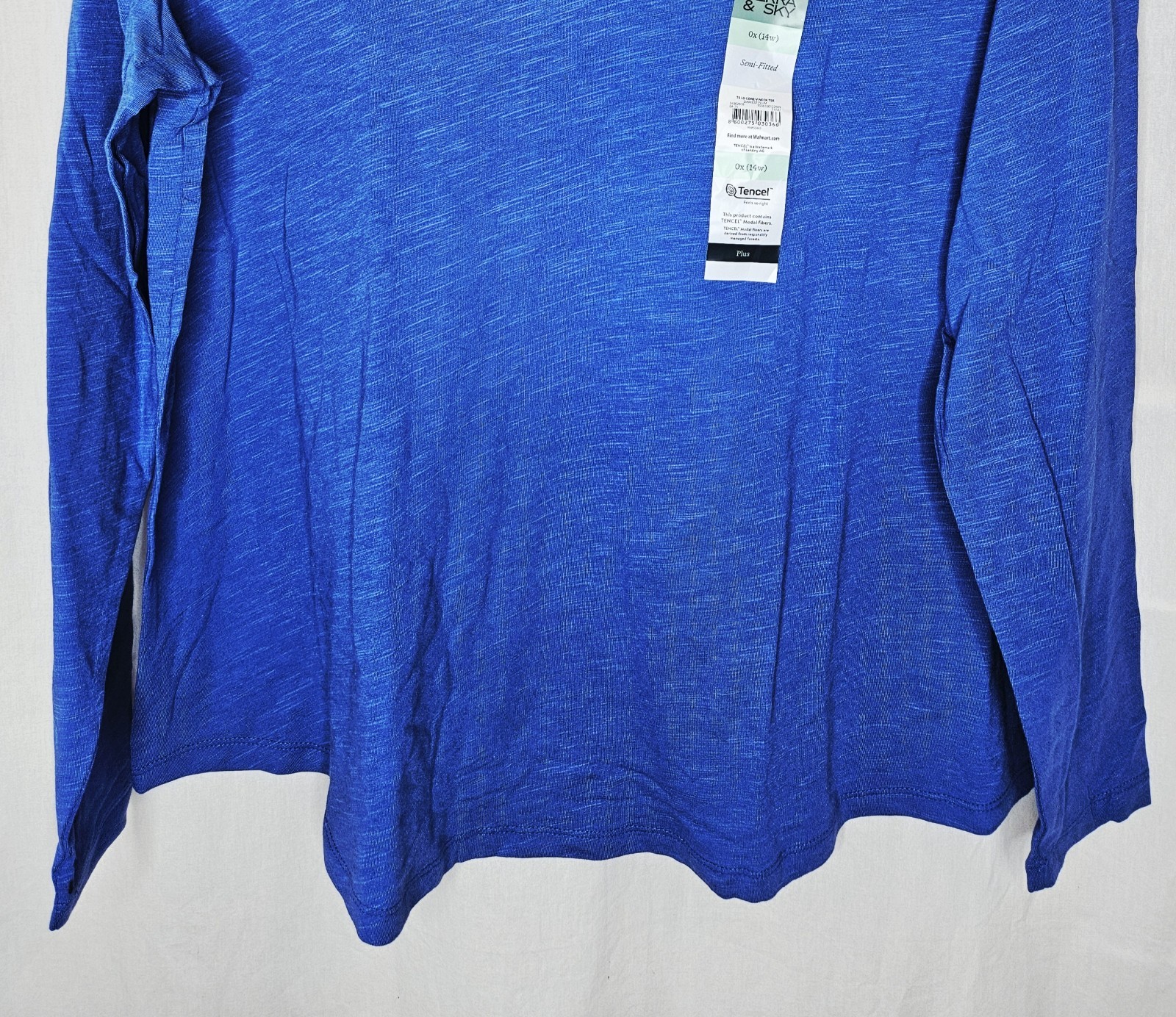 Terra & Sky Plus Blue Heron Semi-Fitted T-Shirt V-Neck Tencel Choose 0X 2X or 3X