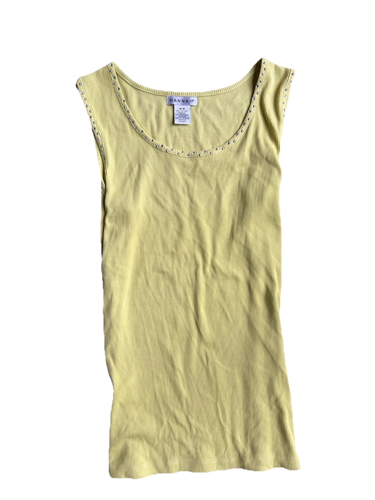 Vintage Y2K Hannah by Hannah Montana Studded Ribbed Tank Top Lime Green Medium