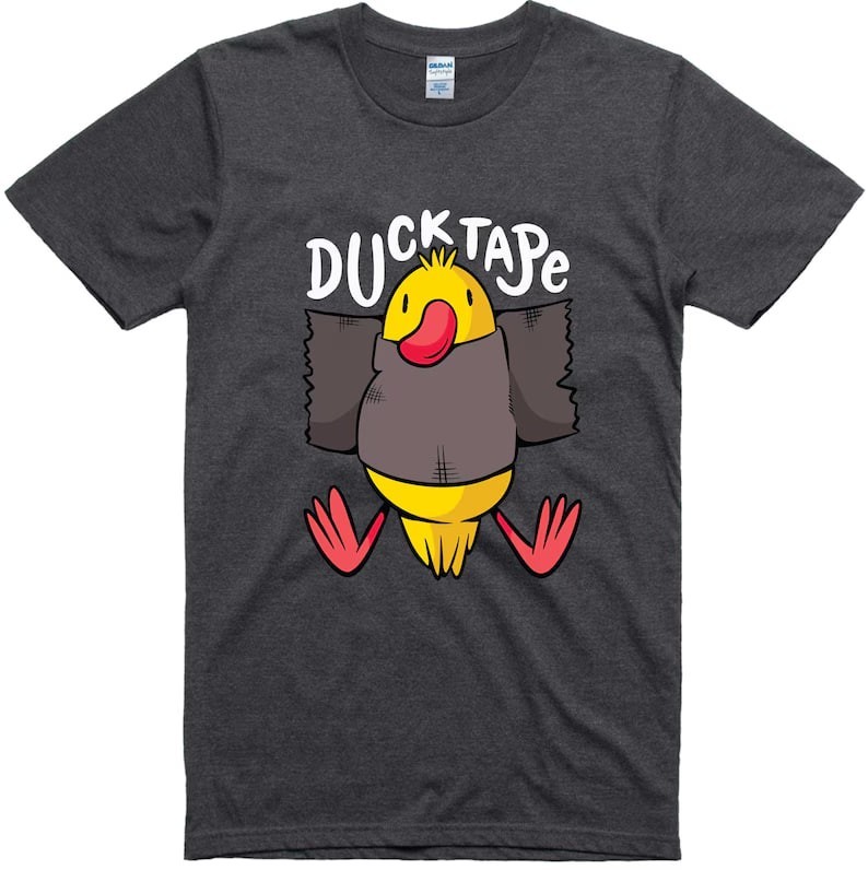 Funny T Shirt Duck Tape Print Regular Fit 100% Cotton Tee