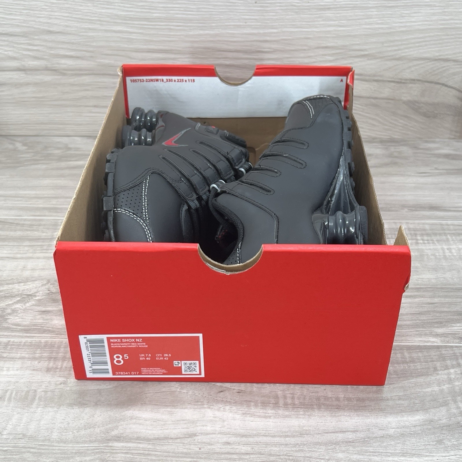 Nike Shox NZ (378341 017) Black Varsity Red New Mens Size 8.5