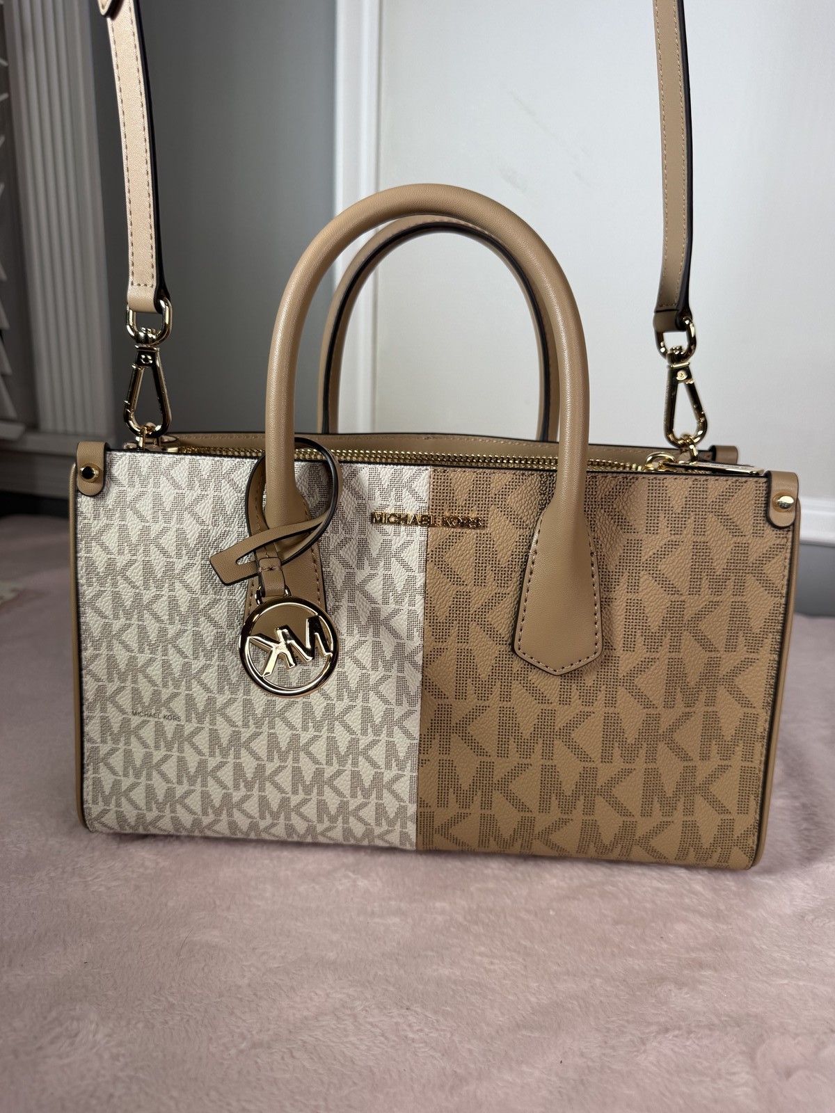 Michael Kors two-tone MK monogram satchel