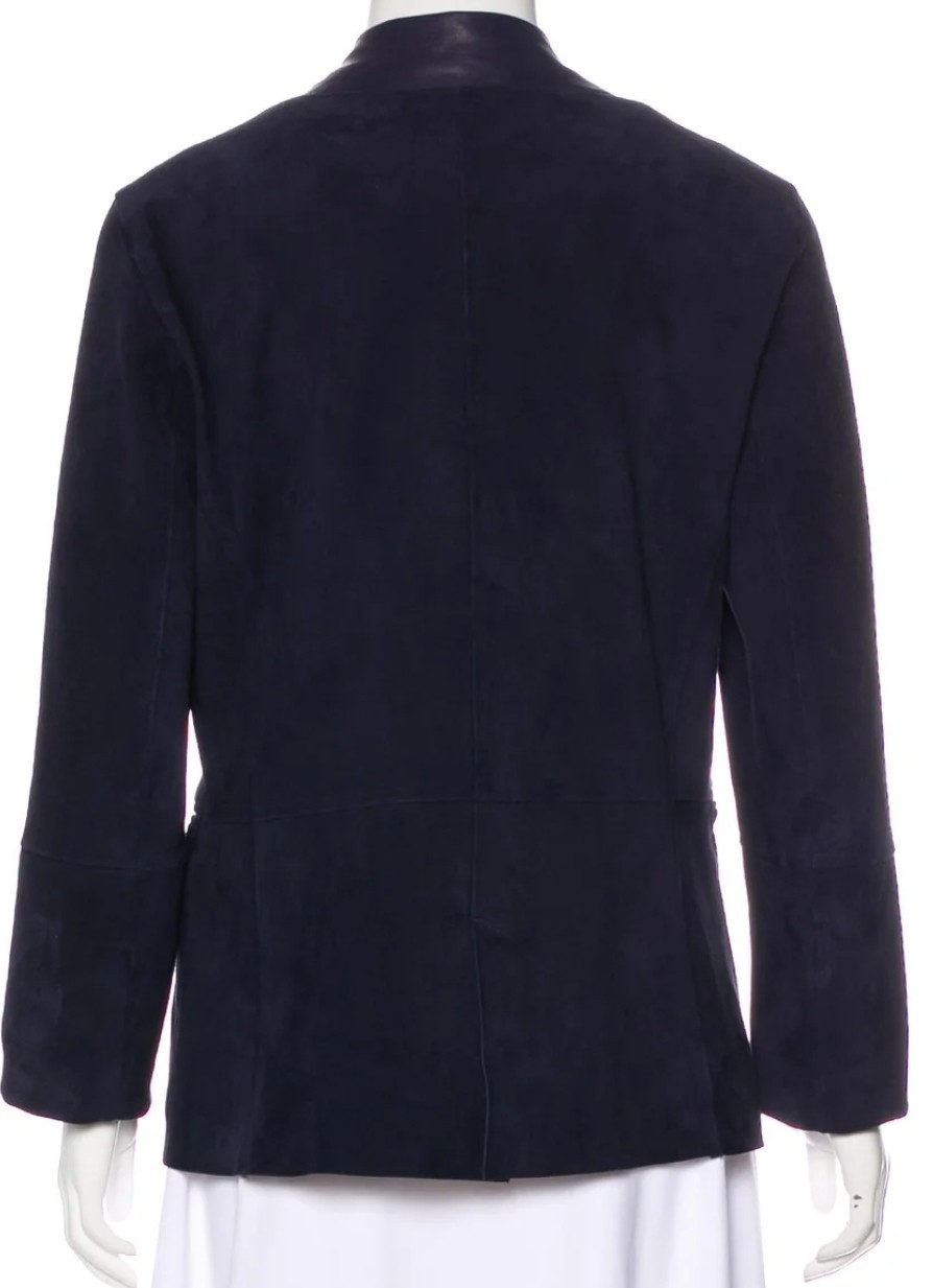 $1400 Fratelli Rossetti Blue Suede Notch-Lapel Blazer- 10 US/46 IT