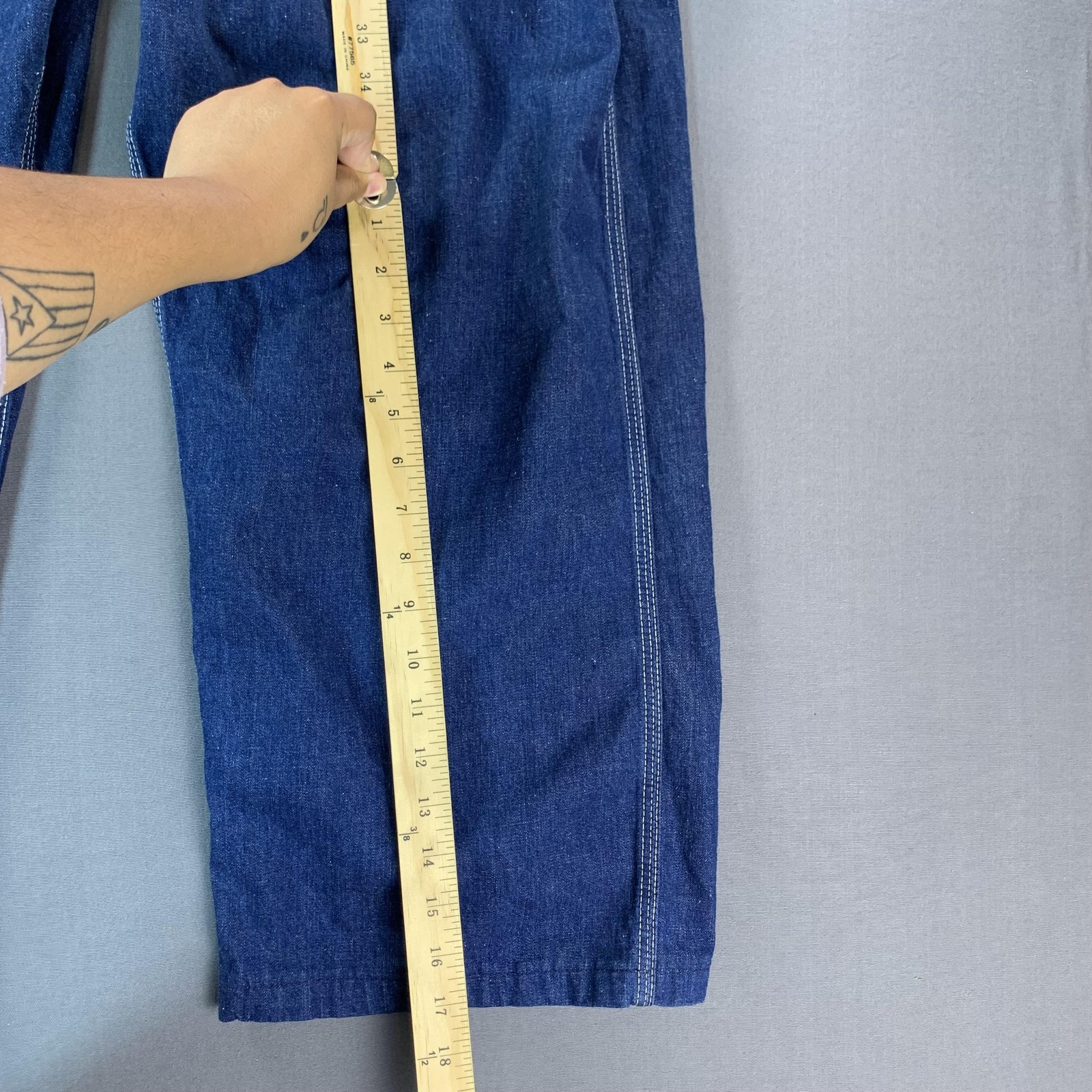 VTG Red Camel Sanforized Bib Overall Men 36×27 Blue Denim Workwear Carpenter 50s