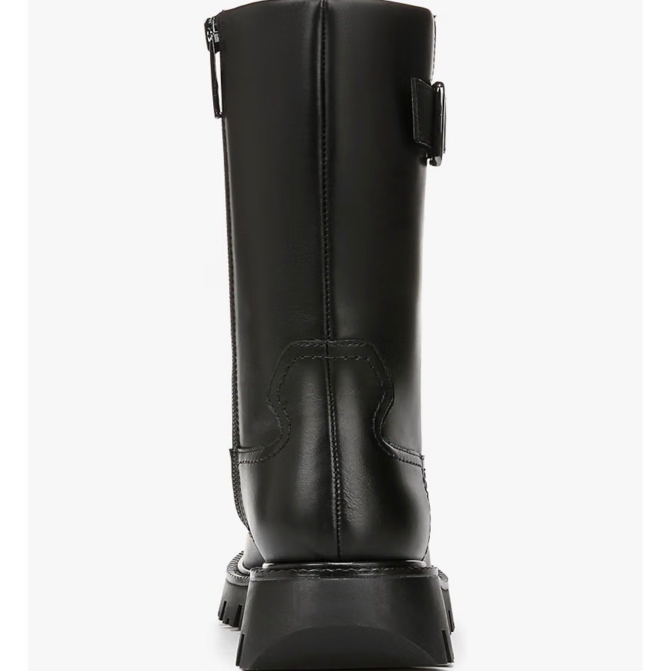 Franco Sarto L-Brina Womens Black Leather Moto Lug Sole Platform Boots Size 6M