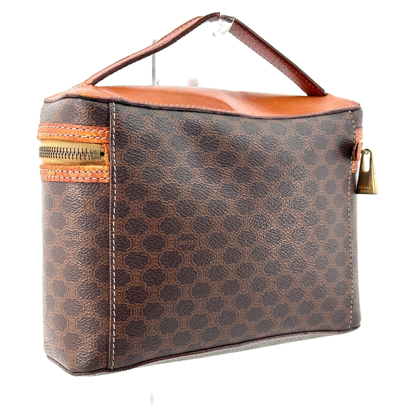 Celine Vanity Bag Macadam Leather Brown Authentic