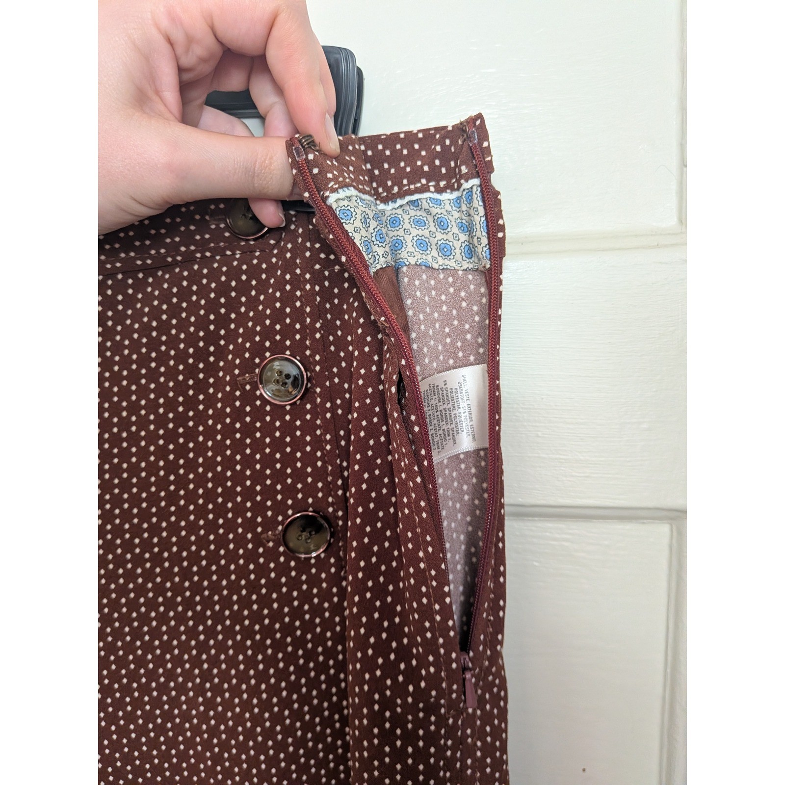 Anthropologie Elevenses The Kingsland Wide Leg Pants Brown Dot Sailor Pants 8
