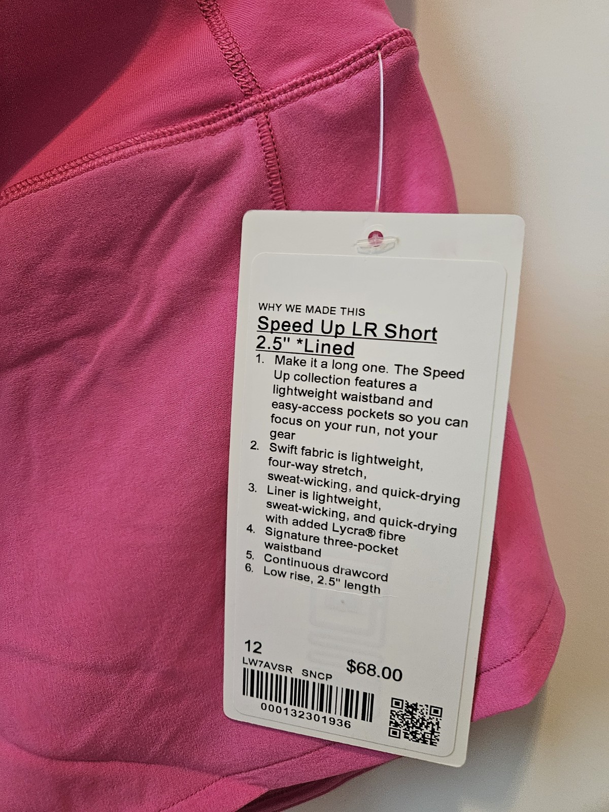 Lululemon Speed Up LR 2.5″ Lined Lightweight Stretch Running Shorts Pink 12