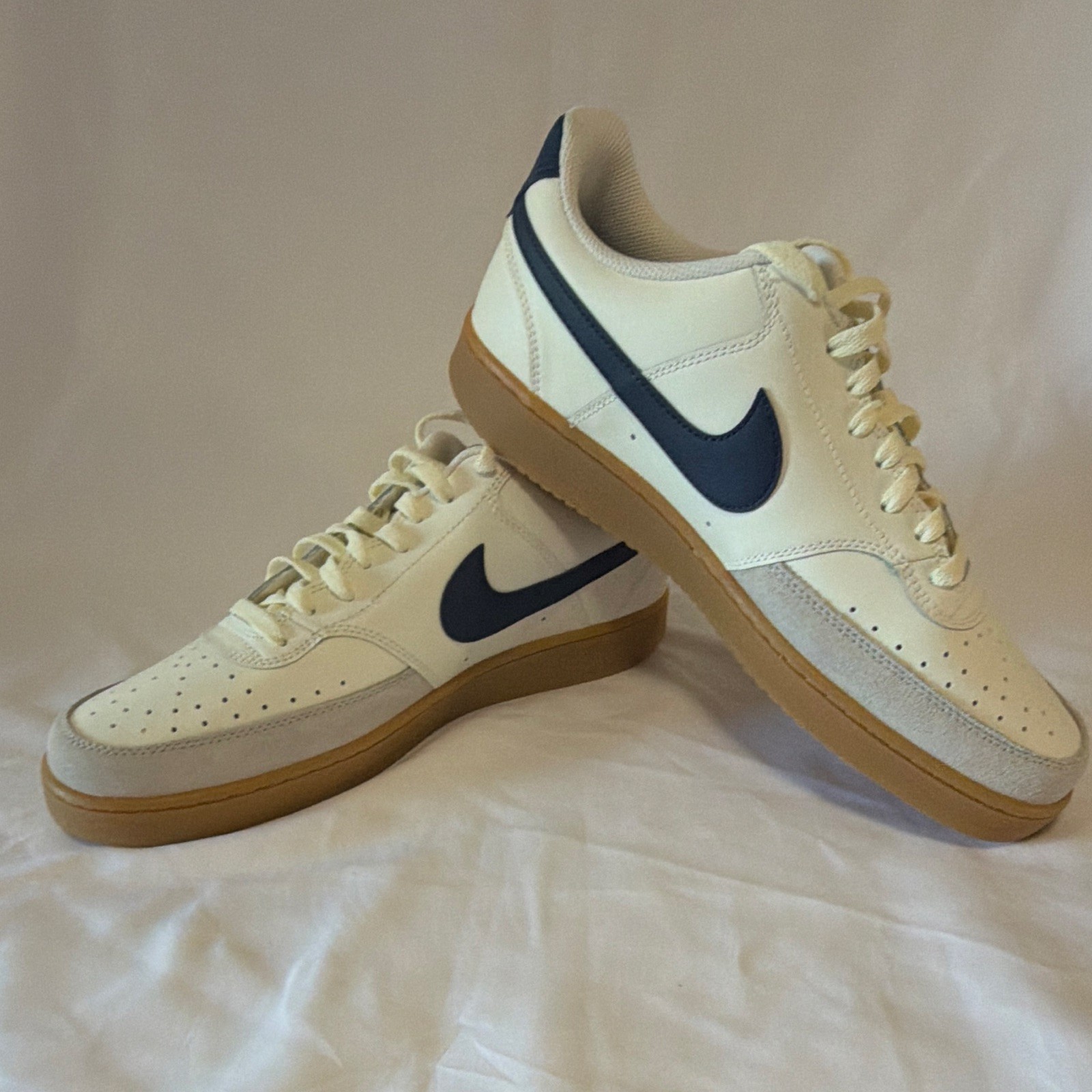 Nike Court Vision Low Top Leather Sail/Navy Gum Sneakers HF1068-133