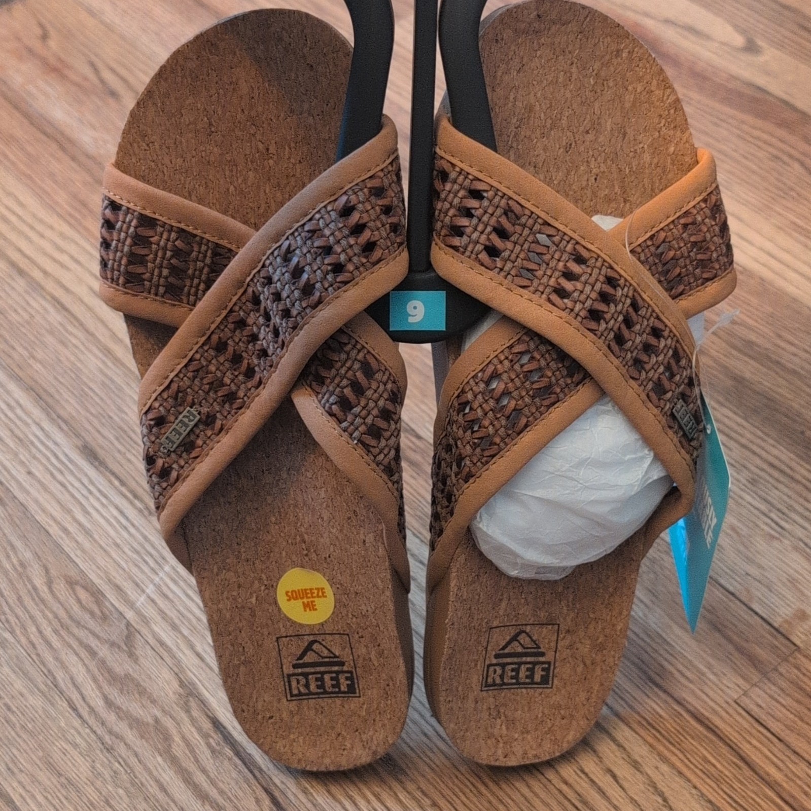 Reef Womens Brown Woven Bloom Slide Sandals Cork Insole US 9 NWT