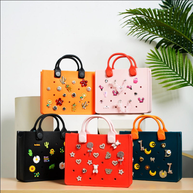 Waterproof EVA Rubber Tote Bag Women Washable Beach Handbag Shoulder Strap Trave