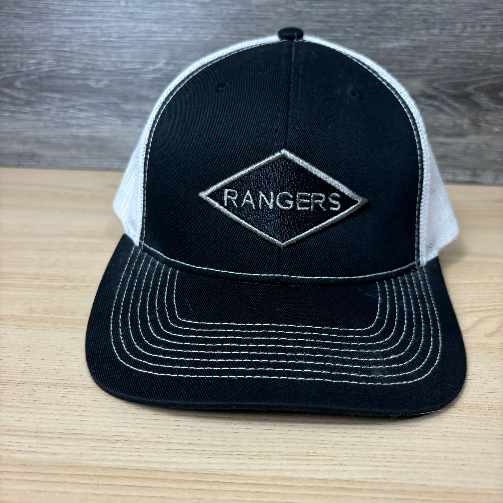 Rangers Hat Cap Snap Back Black Logo Patch One Size Adjustable