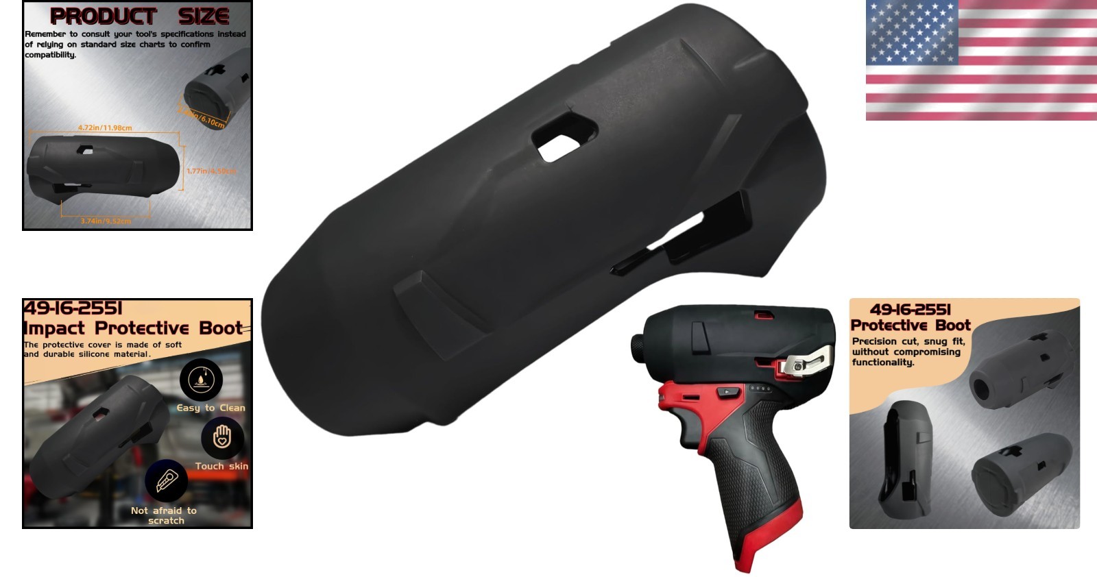 Durable Rubber Protective Boot for M12 FUEL SURGE 1/4 in. Driver – 1 Pack Black