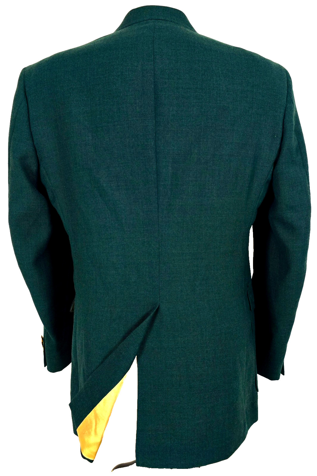 Vtg Stafford Worsted Wool & Polyester Hopsack Blazer Green, Gold Buttons 40 USA