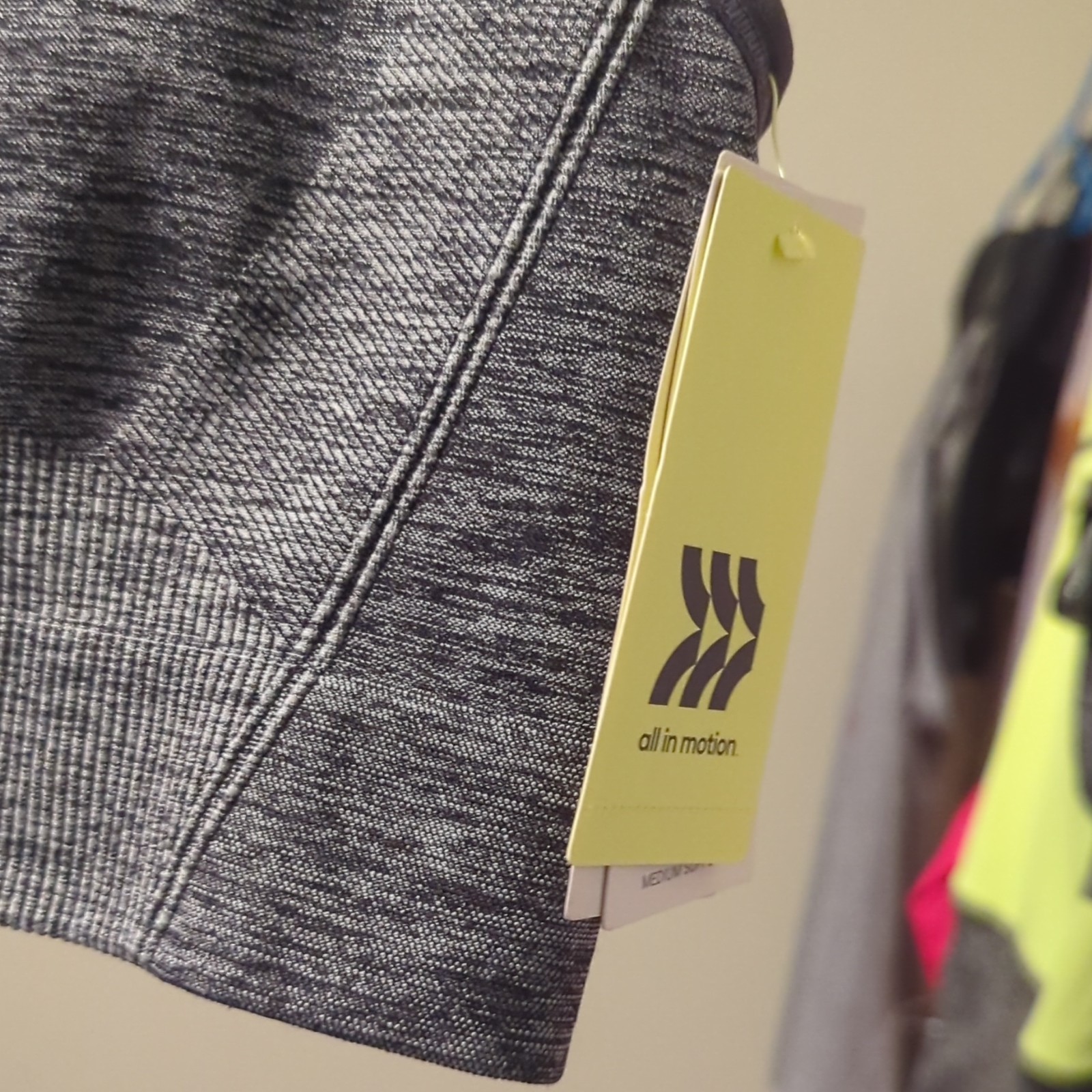 All in Motion Medium Support Seamless Racerback Sports Bra Gray Heather M