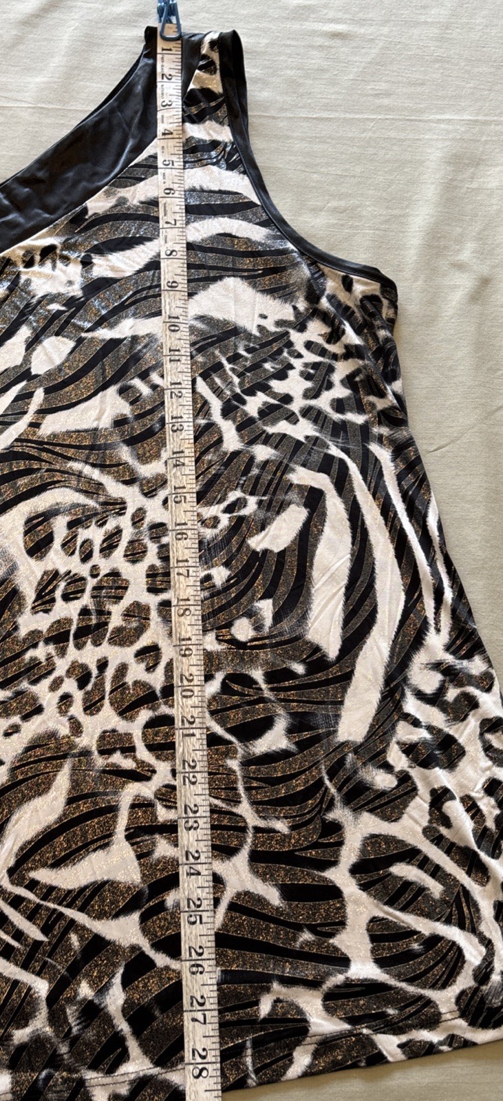 Blouse Plus 2X Black/White Shimmery Sleeveless Top, Whimsical, Zebra Print