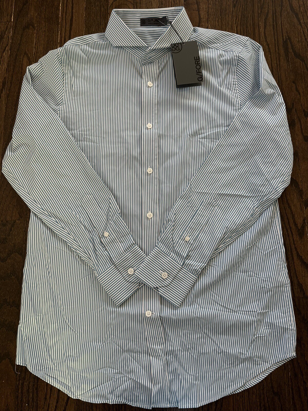 NWT G/FORE Long Sleeve Skull Dress Shirt G4 Blue White Mens Golf Size M $185