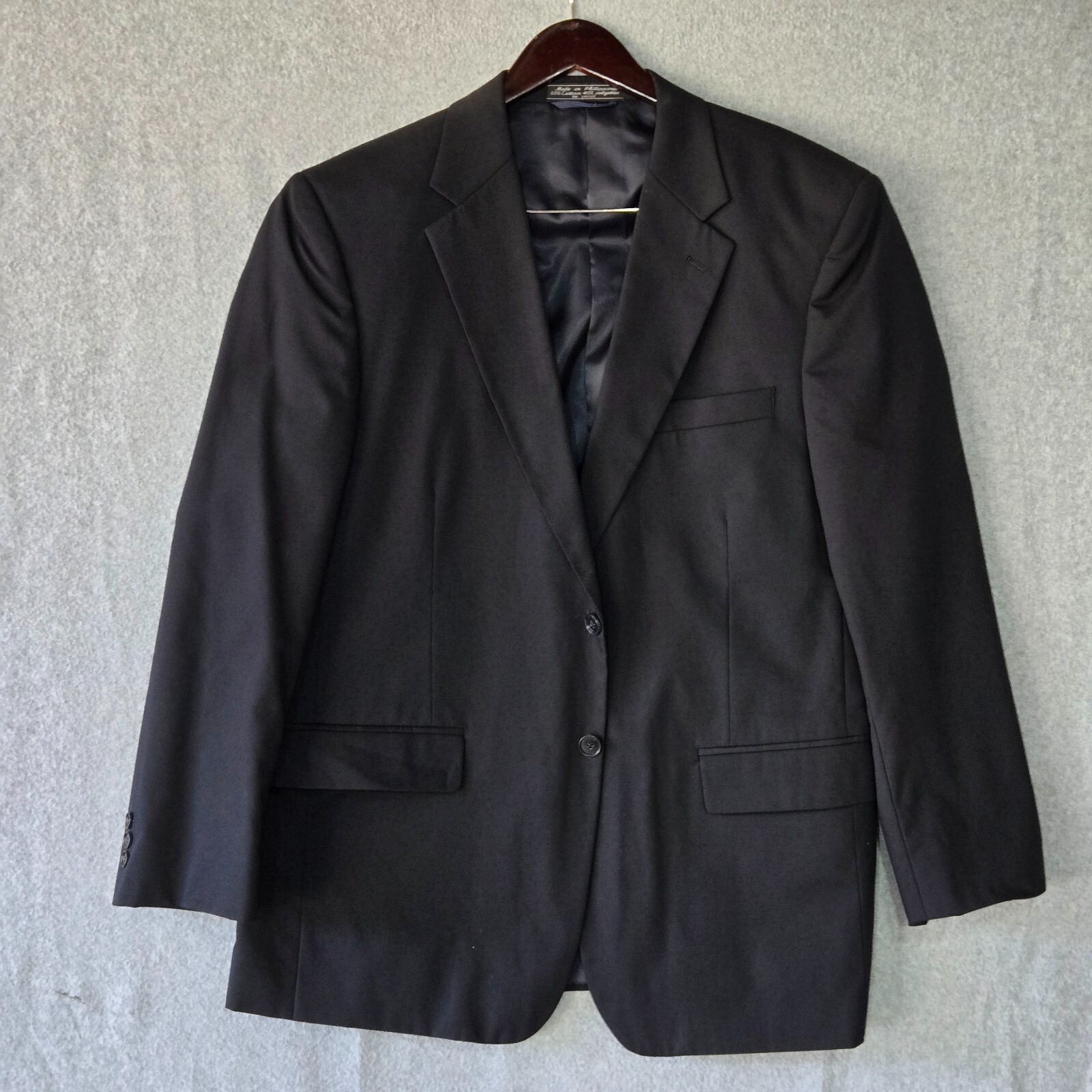 Haspel Heritage Blazer Mens Size 43 Black Classic Single Breasted Two Button