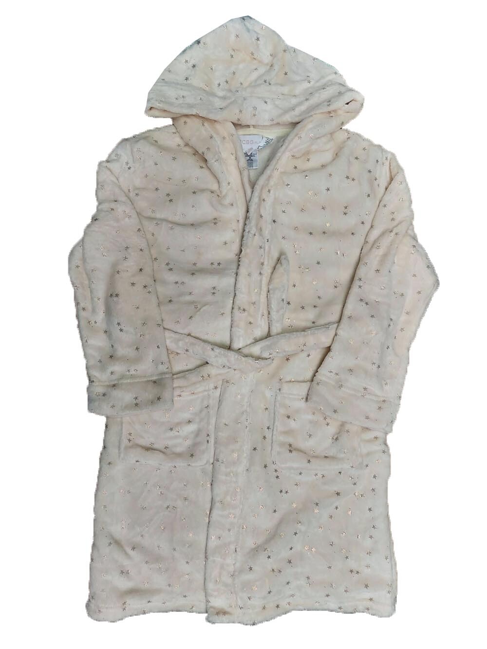 BCBGirls Super Soft & Cozy Robe Cream w/Gold Stars