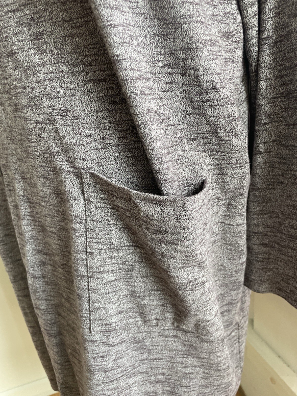 PureJill Cowl Neck Tunic Top Heathered Grey Drop In Pockets Lagenlook Sz L