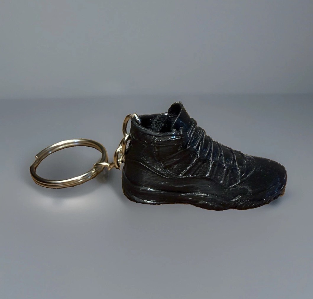 Mini Jordan 11 inspired 3d keychain. 2pc Black & White plastic sneaker