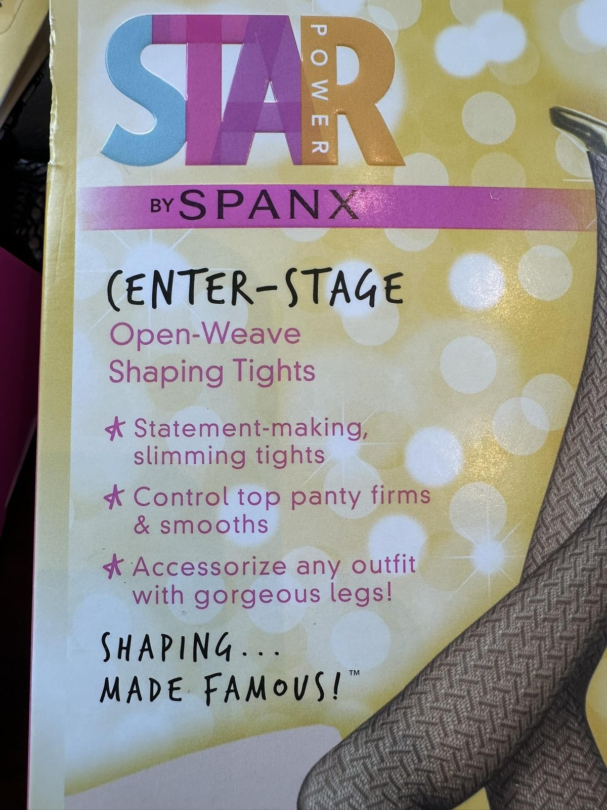 Spanx Star Power Center Stage Leggings Womens B Black Open Weave Shaping Hosiery