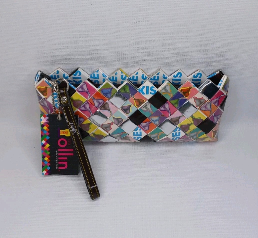 Nahui Ollin Candy Wrapper Clutch Purse With Handle Kisses