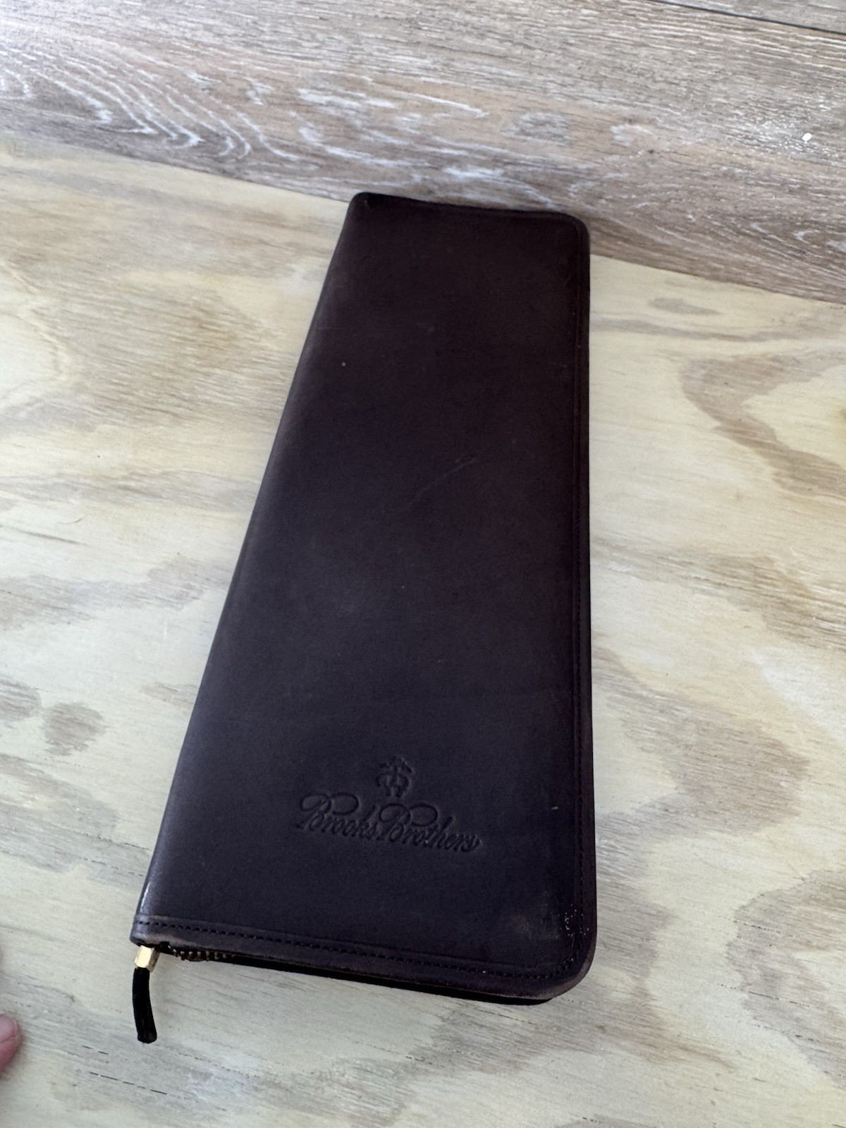 Brooks Brothers Leather Full Zipper Tie Travel Case 16 In Long 6 Inches Wide