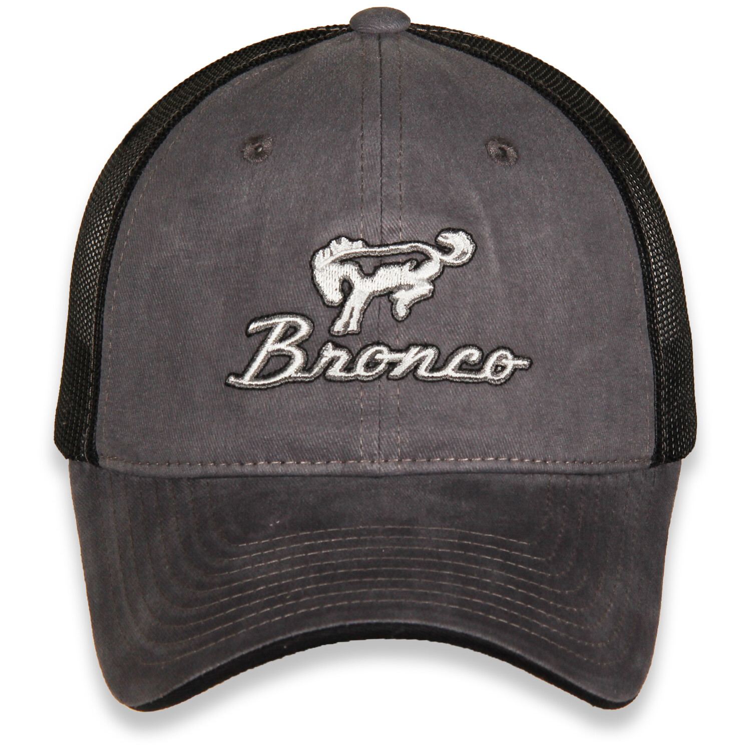 CHECKERED FLAG SPORTS FORD BRONCO LOGO EMBROIDERED HEATHER GRAY MESH HAT
