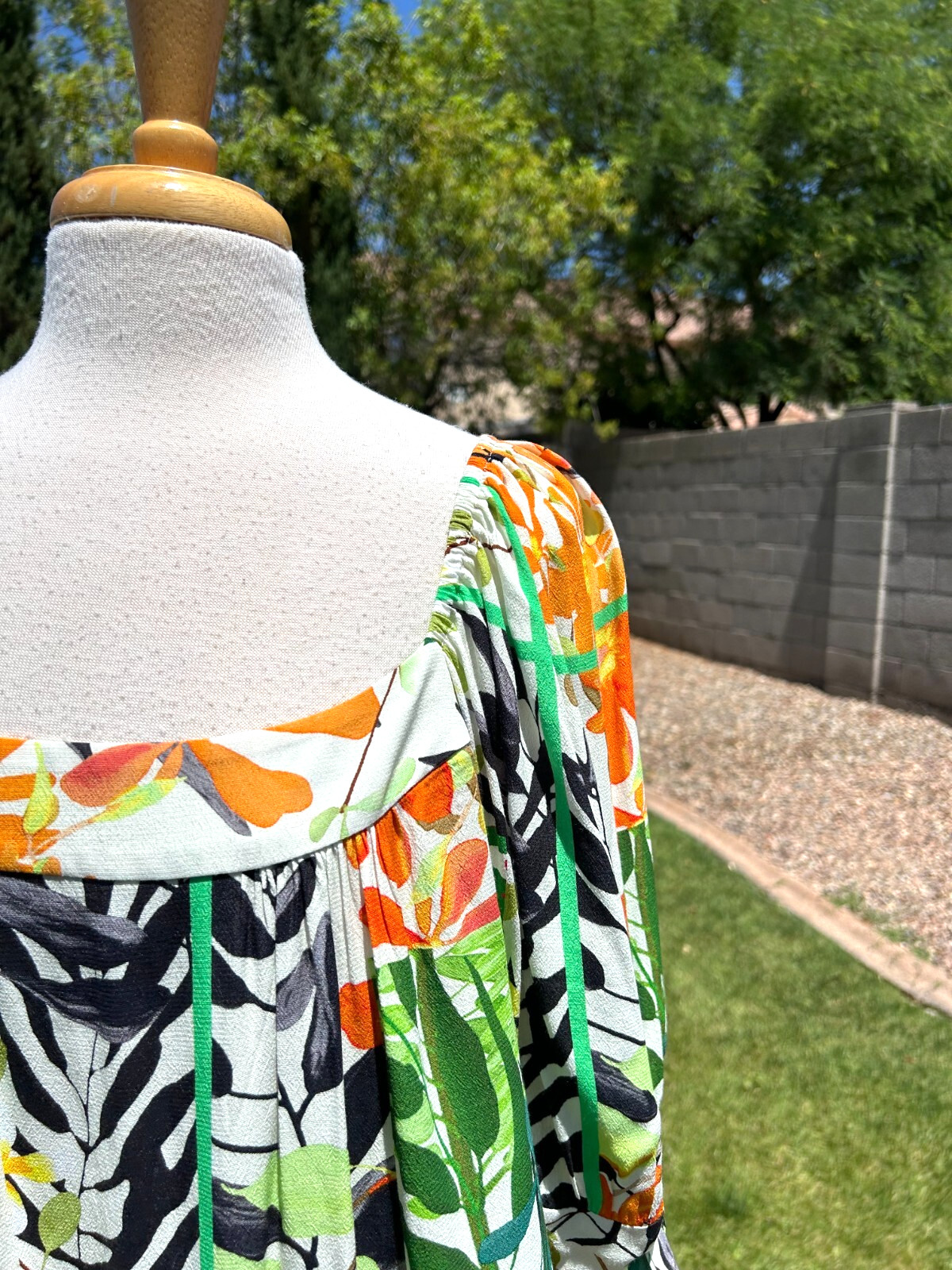 Karen Kane Mango Tango Square Neck Peasant Tunic Top Plus Sz 2X $148 Floral NWT
