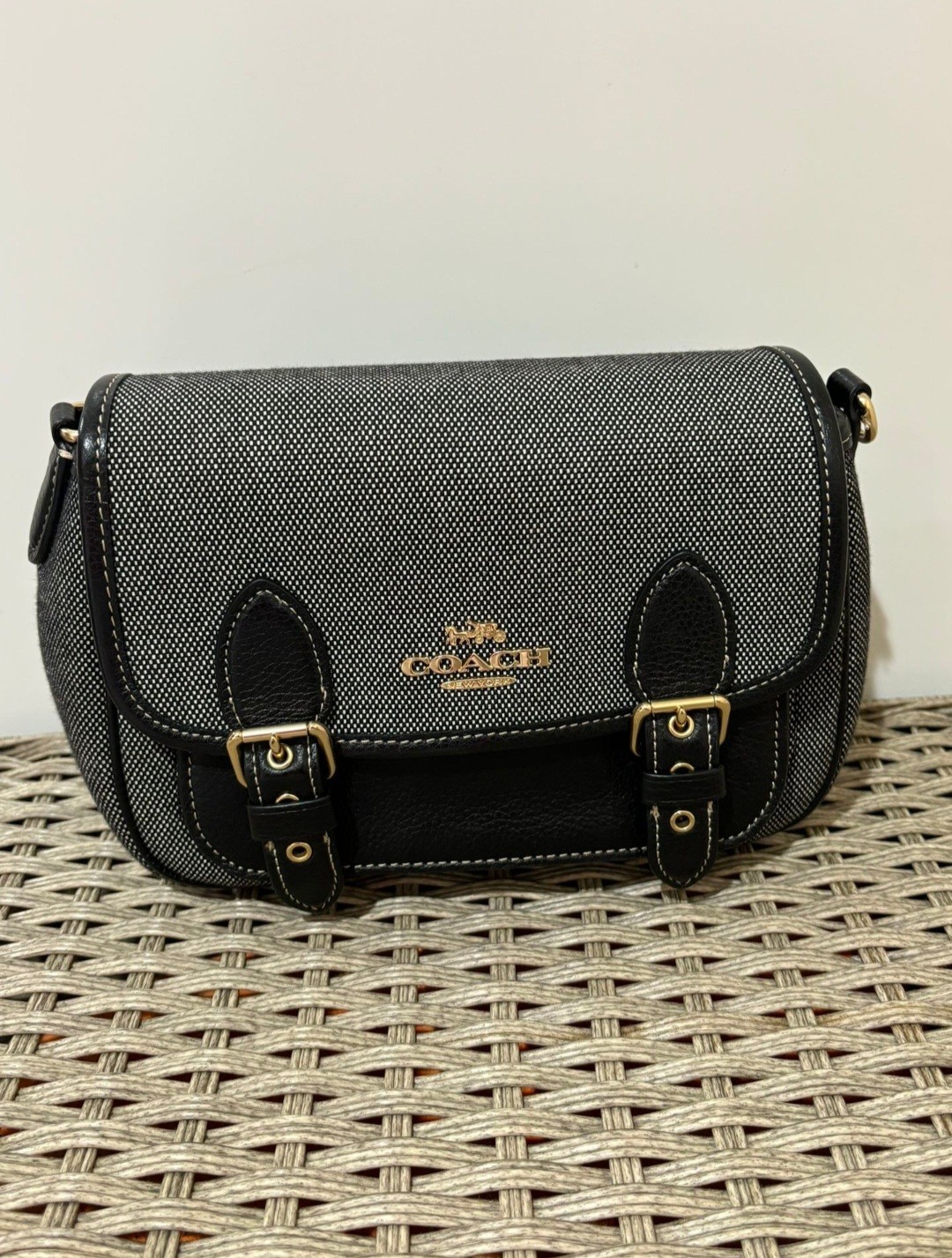 Coach Lucy Small Crossbody Bag Black Magnetic Flap Buckle Adjustable Strap