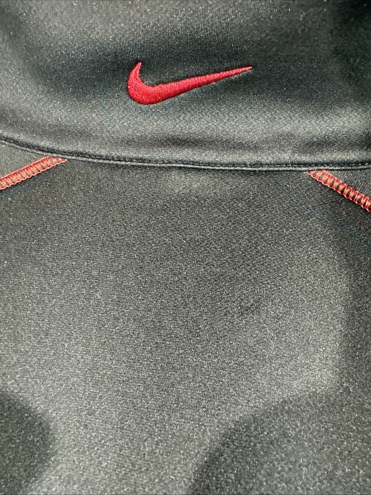 Nike Golf Mens Black w/red accent Pullover Long Sleeve Dri-Fit 1/4 Zip Sz LG