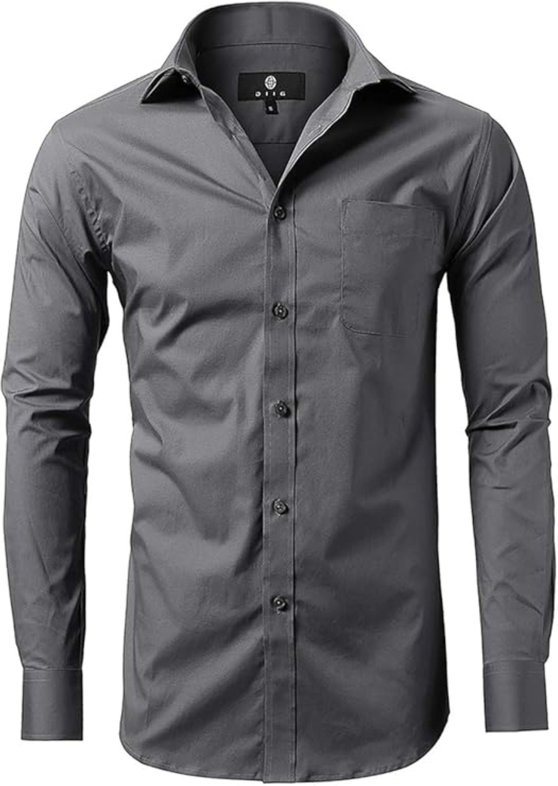 Men’s Dress Shirt, Long Sleeve Solid Slim/Regular Cotton Stretch Shirt