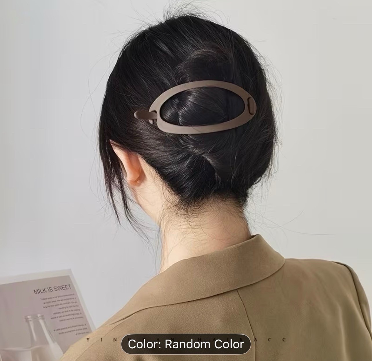 3pcs Multicolor Oval Plastic Hair Clips for Women, Teens, Casual