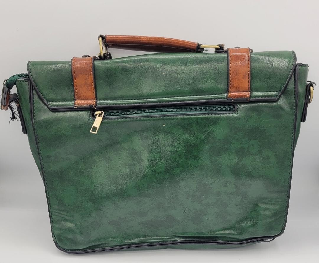 ECOSUSI Green Messenger Bag for Women Briefcase Laptop Bag Leather-FLAWS