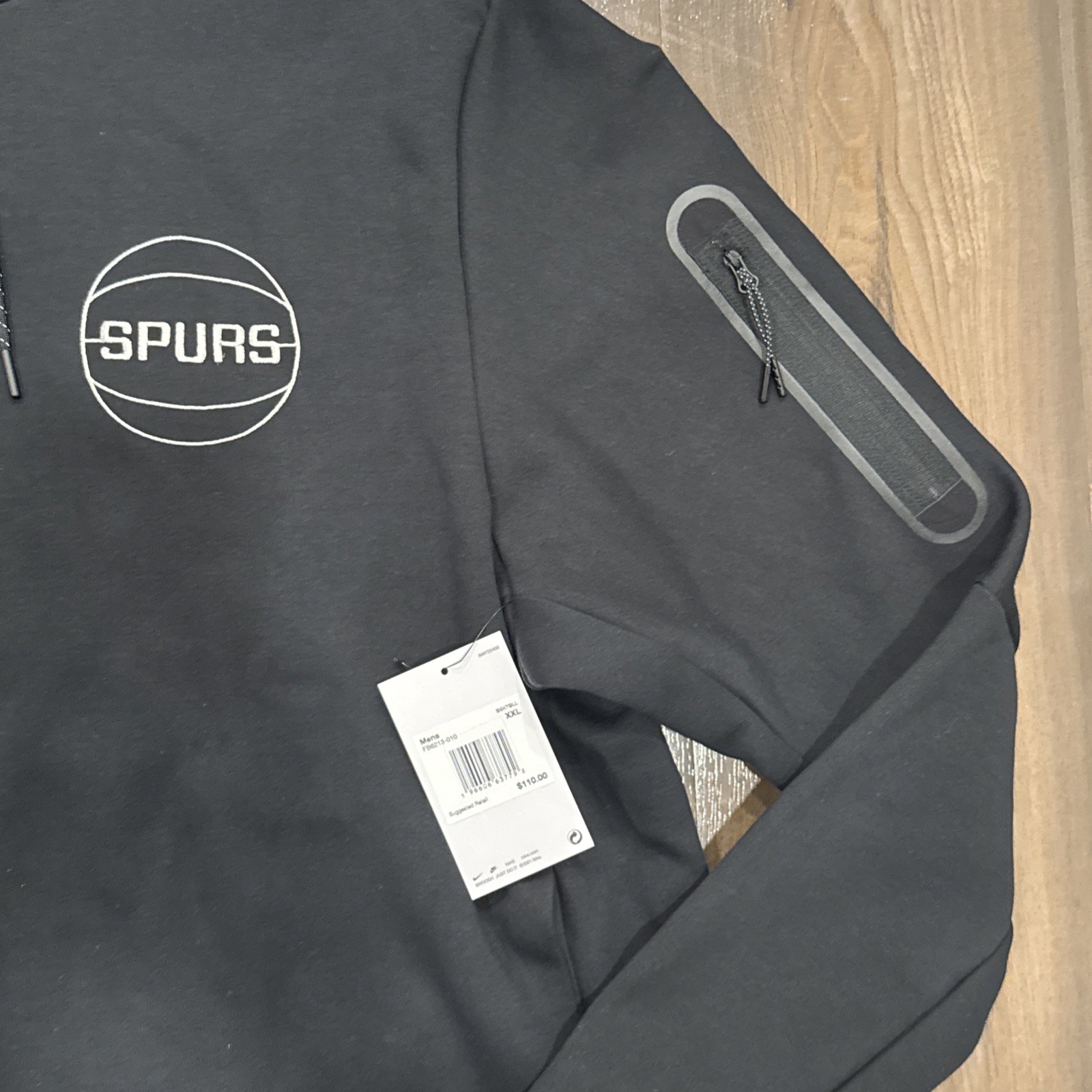 Nike Tech Fleece NBA San Antonio Spurs Men Sz 2XL-T Fitted Black Pullover Hoodie