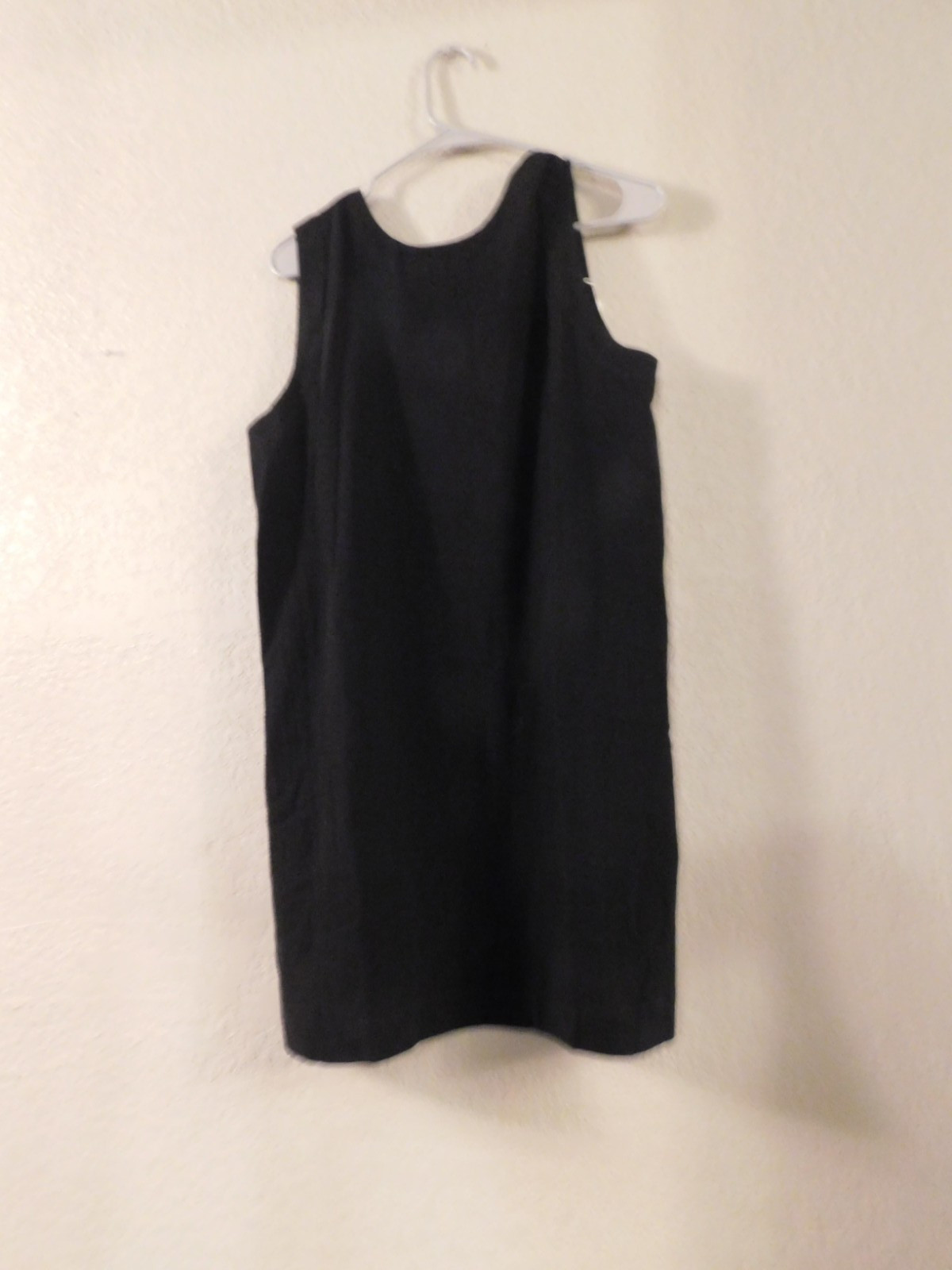 Large New-Linen (Large) Mini Backless Dress with Pockets, A Line Cotton Open Bac